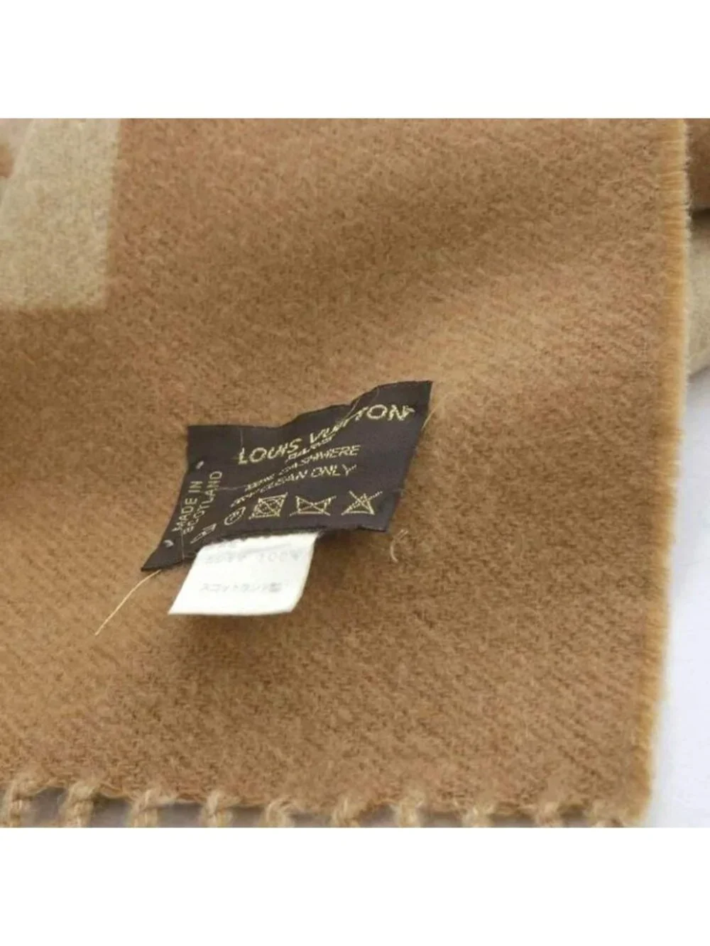 Louis Vuitton Echarpe Baroda Scarf Cashmere Fringe Beige Brown - Picture 8 of 8